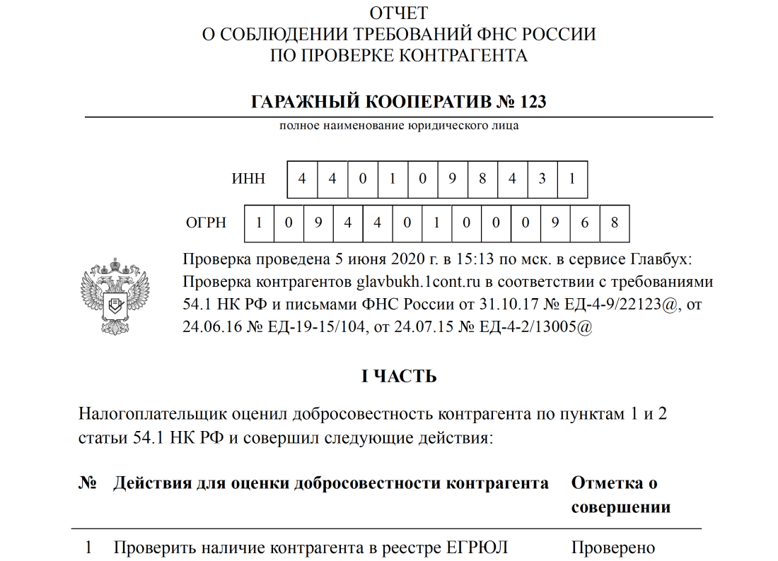 Юридически значимые отчеты по статье 54.1 НК РФ
